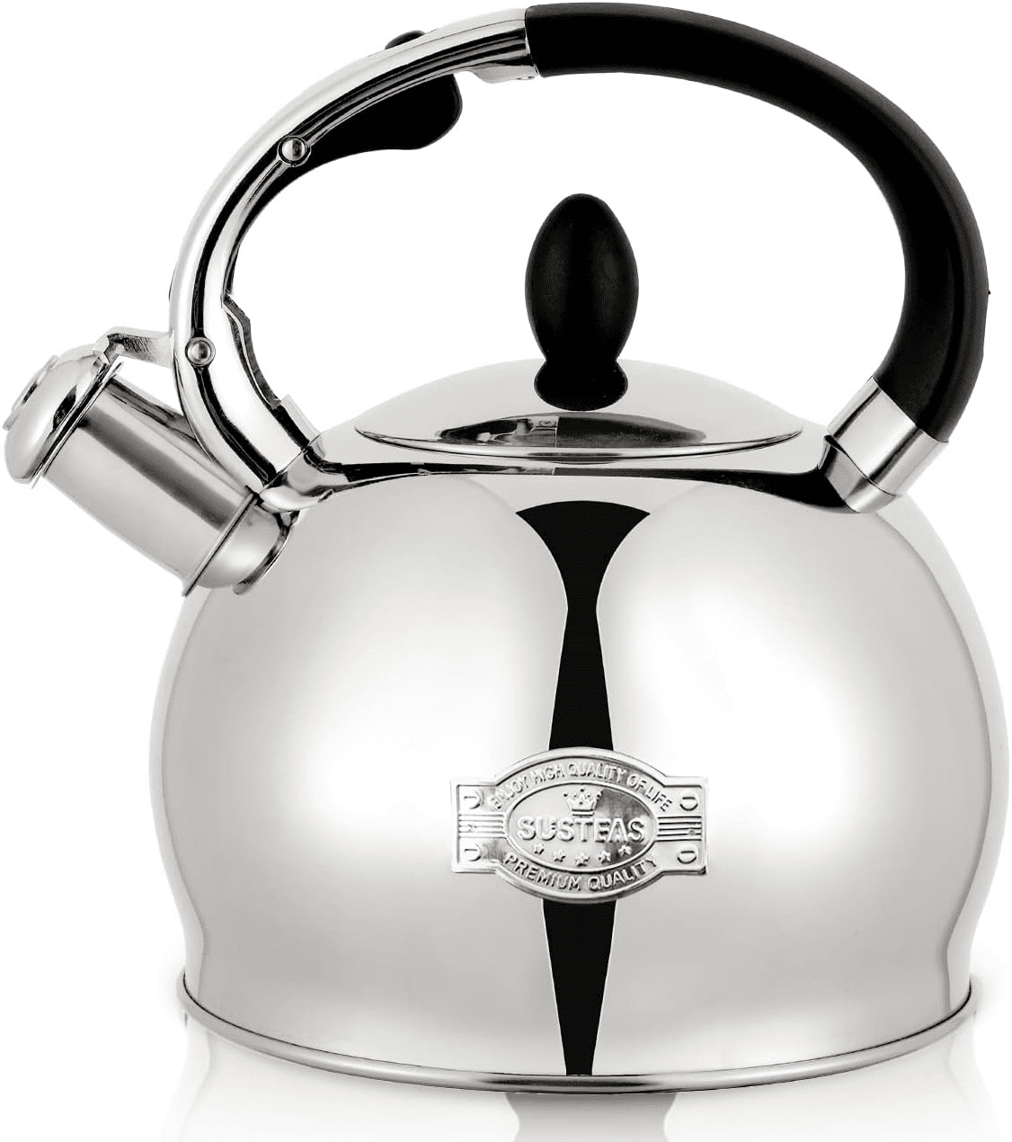 611i67UJtzL._AC_SL1300 SUSTEAS Stove Top Whistling Tea Kettle - Food Grade Stainless Steel Teakettle Teapot with Cool Touch Ergonomic Handle, With 1 Silicone Pinch Mitt Included,2.64 - Image 1