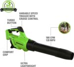 Greenworks 40V 20" Cordless Lawn Mower (Push), Axial Leaf Blower (500 CFM / 120 MPH),12" String Trimmer with 2 Batteries(5Ah+2Ah) and Chargers - Image 8