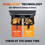 Ninja - Foodi 6-in-1 8-qt. 2-Basket Air Fryer with DualZone Technology & Air Fry, Roast, Broil, Bake, Reheat & Dehydrate - Dark Gray - Image 8