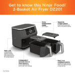 Ninja - Foodi 6-in-1 8-qt. 2-Basket Air Fryer with DualZone Technology & Air Fry, Roast, Broil, Bake, Reheat & Dehydrate - Dark Gray - Image 6
