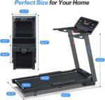WELLFIT Auto Incline Treadmill, 15% Incline Heavyduty Treadmill with Pulse Sensor, 4.5HP, 10 MPH, 500 lbs Capacity, 20'' x 55'' Running Area Treadmills with Bluetooth Player & LED Display - Image 6
