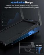 WELLFIT Auto Incline Treadmill, 15% Incline Heavyduty Treadmill with Pulse Sensor, 4.5HP, 10 MPH, 500 lbs Capacity, 20'' x 55'' Running Area Treadmills with Bluetooth Player & LED Display - Image 2