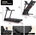 Sunny Health & Fitness Treadmill Elite Smart Auto Incline for Home Use, Wide Running and Walking Deck, Flex Shock Suspension with 300 LB Weight Capacity Bluetooth SunnyFit App - Image 2