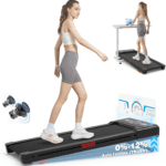Walking Pad Treadmill with 12% 9-Level Auto Incline, 450 lbs Capacity RGB LED Screen, Bluetooth Speaker , Compact Treadmills for Home Hiking, Black