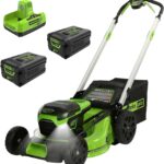 Greenworks 60V 21" Brushless (Self-Propelled) Cordless Lawn Mower, 2 x 4.0Ah Batteries (3/4 Acre, Rapid Charger, 4-in-1, LED Lights, IPX4)