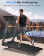 WELLFIT Auto Incline Treadmill, 15% Incline Heavyduty Treadmill with Pulse Sensor, 4.5HP, 10 MPH, 500 lbs Capacity, 20'' x 55'' Running Area Treadmills with Bluetooth Player & LED Display - Image 8