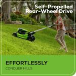 Greenworks 60V 21" Brushless (Self-Propelled) Cordless Lawn Mower, 2 x 4.0Ah Batteries (3/4 Acre, Rapid Charger, 4-in-1, LED Lights, IPX4) - Image 6