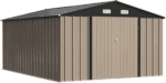 10x14 FT Storage Shed, Outdoor Metal Steel Garden Shed with Lockable Door and Sloping Roof, Large Outside Utility Tool Sheds for Backyard Garden Patio, Brown - Image 2