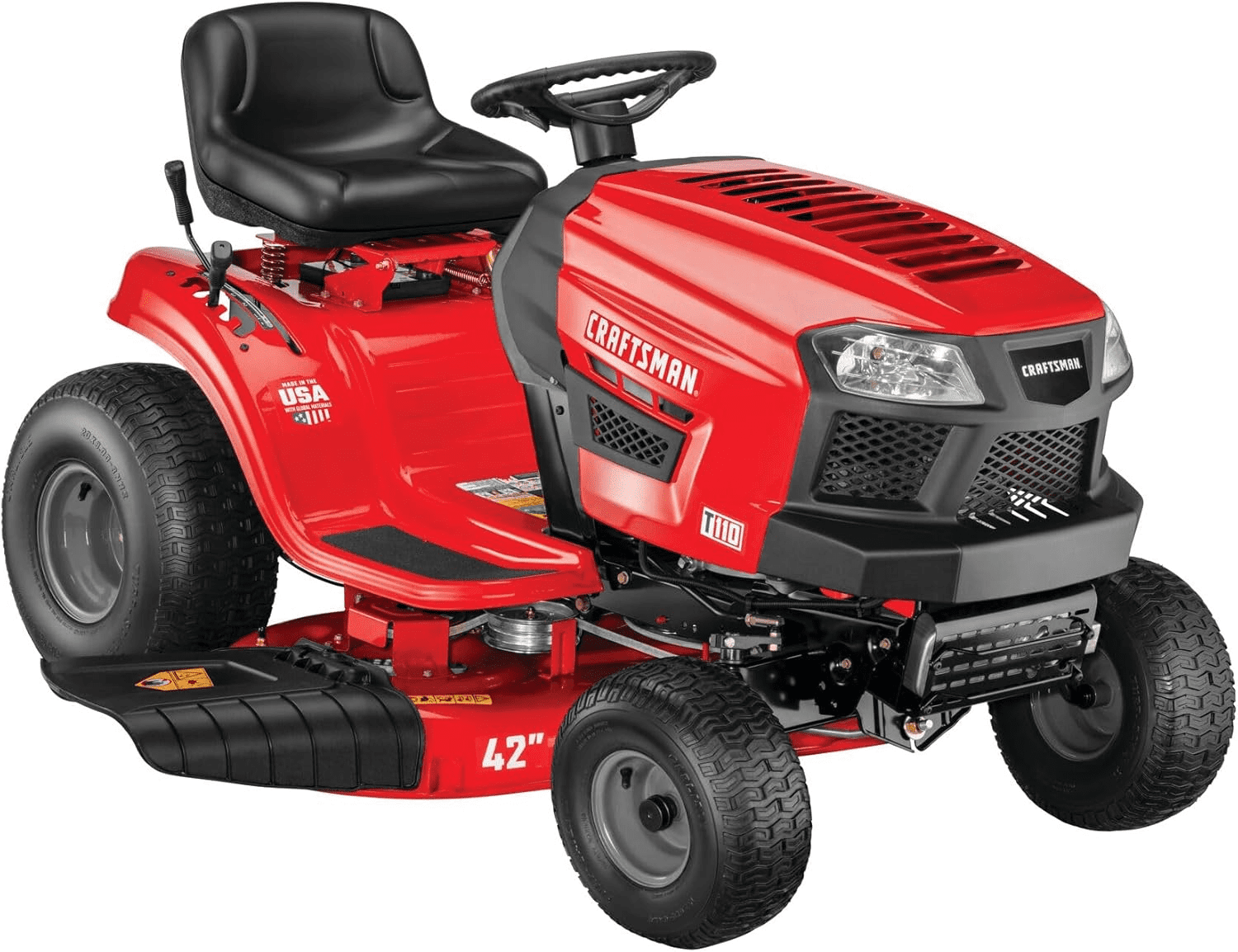 71DK KF YBL._AC_SL1500 CRAFTSMAN 42" Gas Riding Lawn Mower with 17.5 HP* Briggs and Stratton Single-Cylinder Engine, Gas Lawn Tractor with 7-Speed Transmission, Red/Black - Image 1