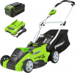 Greenworks 40V 16" (Push) Cordless Lawn Mower, 4.0Ah Battery (1/3 Acre, Push Button Start, Compatible with 75+ Tools)