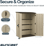 Suncast Outdoor Storage Shed, Water Resistant Resin Vertical Outdoor Storage Cabinet for Patio, Garden Tools, Cushions, & Equipment, Weatherproof Multi-Wall Design, 54 cu. ft., Made in USA - Image 3