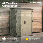 Suncast Outdoor Storage Shed, Water Resistant Resin Vertical Outdoor Storage Cabinet for Patio, Garden Tools, Cushions, & Equipment, Weatherproof Multi-Wall Design, 54 cu. ft., Made in USA - Image 4