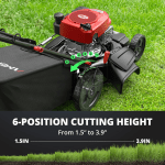 21-Inch Self-Propelled Gas Lawn Mower for Large Yard, 170cc 4-Stroke Engine, 6-Position Adjustable Cutting Height, 3-in-1 Mulching, Side Discharge & Rear Bag for Garden Landscaping - Image 2