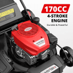 21-Inch Self-Propelled Gas Lawn Mower for Large Yard, 170cc 4-Stroke Engine, 6-Position Adjustable Cutting Height, 3-in-1 Mulching, Side Discharge & Rear Bag for Garden Landscaping - Image 3