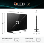 Hisense 75" E6 Cinema Series Hi-QLED 4K UHD Smart Fire TV (75E6QF, 2025 Model) - AI Light Sensor, Dolby Vision · Atmos, Voice Remote with Alexa, Motion Rate 120, HDR 10+ Adaptive, Game Mode Plus - Image 6